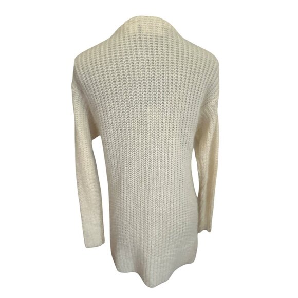 Moda Intl Ivory Mohair & Acrylic V Neck Button Down Cardigan Sweater XS - Picture 2 of 7